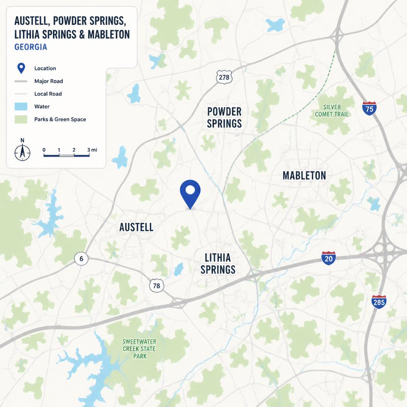 Service area map of the metro area